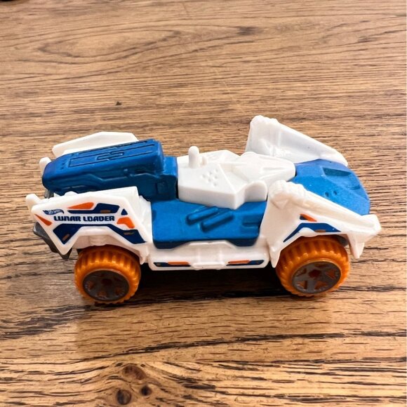 Hot Wheels Lunar Loader Die-Cast Toy Car Orange Wheels Blue & White Space Design - Picture 2 of 4